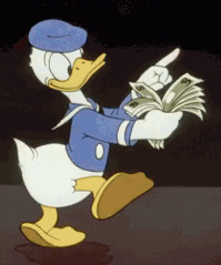 Donald Duck is counting money