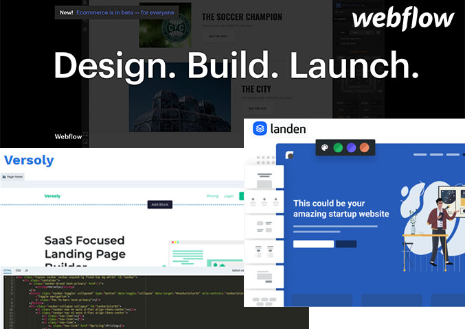 Best no-code options for landing page: Webflow, Landen and Versoly