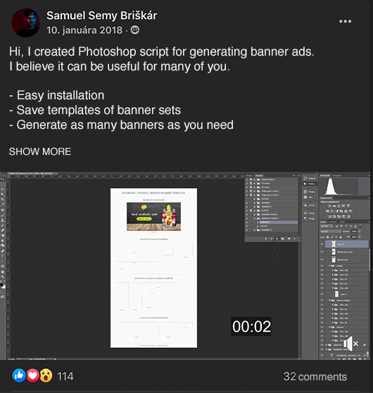 Bannerium Alpha post to a local Facebook designers’ community group.
