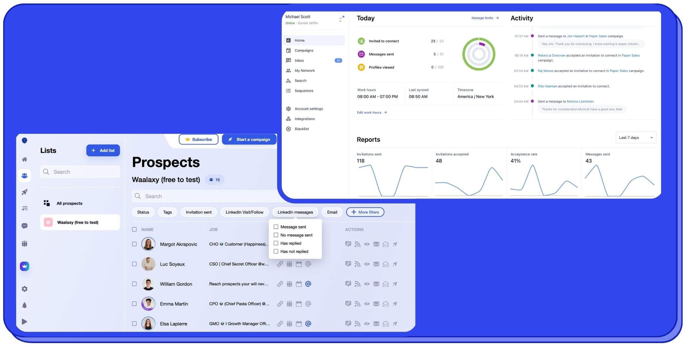 LinkedIn automation dashboard